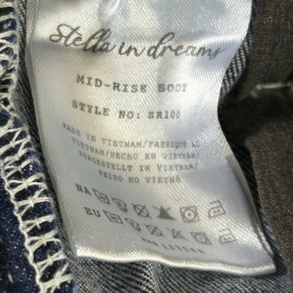 Stella in Dreams Womens Mid Rise Bootcut Jeans Dark Wash Cross Pocket SR100 3/26